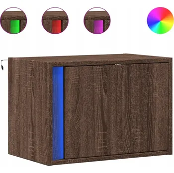 Noční stolek Závěsný noční stolek s LED osvětlením 50x31x35 cm, hnědý dub