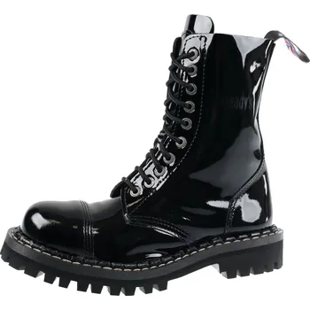 Pánská zimní obuv boty kožené unisex - 10 dírkové - STEADY´S - STE/10_glossy black - 40