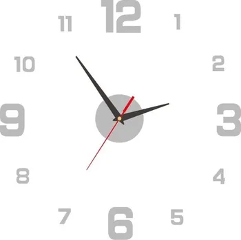 Hodiny Nástěnné hodiny bez rámečku 3D černé Akrylové číslice Tichý chod Vhodné na stěnu Obývací pokoj Ložnice Kuchyně Vintage styl šedá