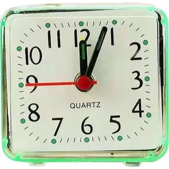 Hodiny Malý analogový budík 6x3x5,8 cm Snadno čitelný ciferník Hlasité pípání Přenosný budík na 1 AA baterii Do ložnice Kanceláře Na cesty zelená