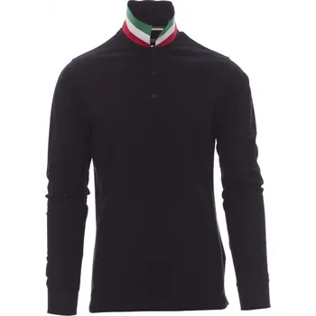 Pánské tričko Payperwear Polokošile Nation s dlouhým rukávem a s vlajkou na límečku Barva: modrá námořní - Itálie, Velikost: XXL