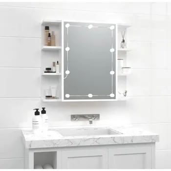 Koupelnový nábytek Zrcadlová skříňka s LED bílá s vysokým leskem 70 x 16,5 x 60 cm