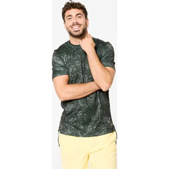 Pánské tričko DOMYOS Pánské fitness tričko 3XL KAŠTANOVÁ|ZELENÁ