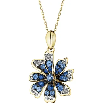 Přívěsek Zlatý přívěsek s diamanty a safíry - květ - ryzost 585 - 214.227