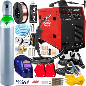 Svářečka INVERTOROVÁ SVÁŘEČKA INVERTOROVÁ WELDMAN MIG 200 MAG MMA HLINÍK 200A SADA