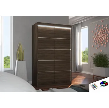 Šatní skříň ADRK Šatní skříň posuvná s LED osvětlením BENISSO CH 120 L, choco