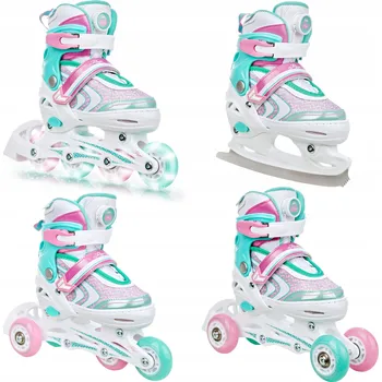 Kolečkové brusle Brusle 4v1 Raven Lia PLUS (svítící kola LED, utahování kolečkem) Velikost bruslí: EU 30-33, Typ nože: Pánský (hokejový)