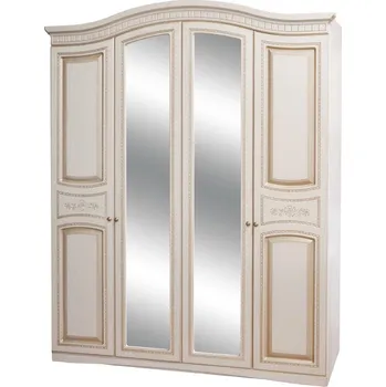 Šatní skříň AJAX šatní skříň 4D, bílé dřevo/patina