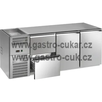 Stůl chladící barový REGS 322E (3sekce/délka 2150mm) s chlazenou vanou na nápoje