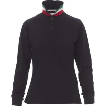 Dámská móda Payperwear Polokošile Nation s dlouhým rukávem a vlajkou na vnitřní stran límečku Barva: modrá námořní - Itálie, Velikost: M