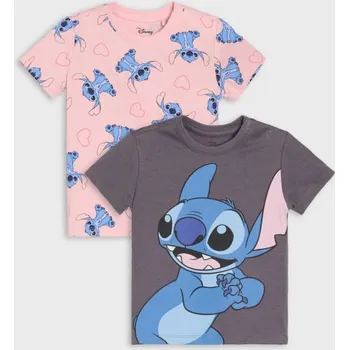 Dívčí tričko Sinsay - Sada 2 triček Stitch - šedá - 338AE-86X - 338AE-86X-104