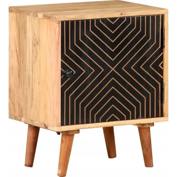 Noční stolek Akátový dřevěný Noční stolek 40x30x50 cm, černý