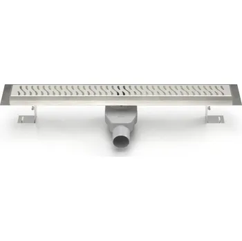 Lineární nerezový žlab 850 mm, harmony mat s otočným bočním sifonem D50