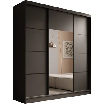 Šatní skříň ADRK Šatní zrcadlová skříň posuvná KERI BB 200, černá/černá