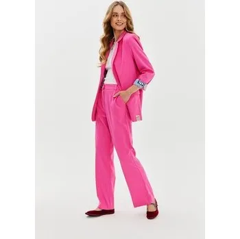 Dámské kalhoty NAOKO Kalhoty z materiálu Bubblegum Attitude Růžová Regular Fit XS