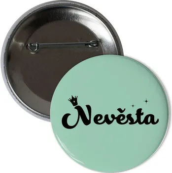 Odznáček s potiskem Nevěsta - černá