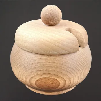 AMADEA Dřevěná cukřenka s pokličkou, masivní dřevo, 10 cm