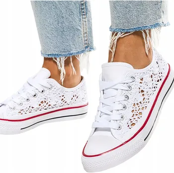 Dámské tenisky Dámské tenisky bílé sportovní boty KRAJKOVÉ šněrovací prolamované vel. 36