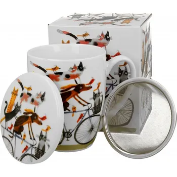 Porcelánový hrnek se sítkem Psí svět PES NA KOLE, 360 ml