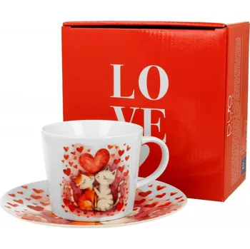 Porcelánový šálek s podšálkem LOVING CATS 240 ml