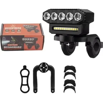 Cyklosvítilna LED přední světlo na kolo 13,8 x 4 x 5,1 cm Dobíjecí USB-C 2000 mAh Powerbanka Svítilna 5 LED 12 SMD 6 režimů Vodotěsné IP44 Bezpečnost na kolo