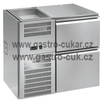 Stůl chladící barový REGS 102E (1sekce/ délka 990mm) s chlazenou vanou na nápoje