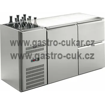 Stůl chladící barový REGS 220E (2sekce/délka 1570mm) s chlazenou vanou na nápoje