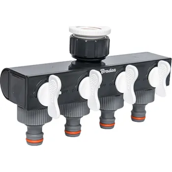 Bradas Rozdělovač s ventily, na kohoutek se závitem 1" a 3/4" na rychlospojky