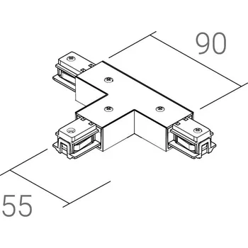 Lampička Ivela T-spojka SQUARE 48 V, černá, ochranný vodič vlevo Černá