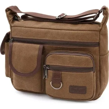 Pánská plátěná taška přes rameno 31×21×14 cm Ležérní crossbody cestovní kabelka Vysoce kvalitní módní luxusní pánská brašna hnědá
