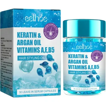 Vlasová regenerace Sada 10 ks vitamínových kapslí na vlasy Keratin Esenciální oleje Hydratace Poškozené Barvené Krepaté vlasy Hladké a Lesklé