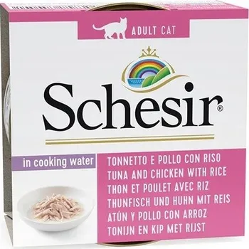 Krmivo pro kočku SCHESIR Adult Tuňák s Kuřetem a Rýží Mokré krmivo pro kočky 12x85g