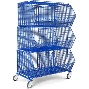 Skladový kontejner FEROPLAST spol. s.r.o Průmyslový úložný koš KS3, kompletní set 3 košů na kolečkách