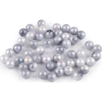 Dětské navlékací korálky Plastové korálky s mermaid efektem Ø8 mm, malé, 9 šedá světlá