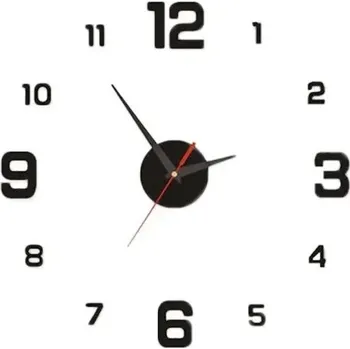 Hodiny Samolepicí nástěnné hodiny 3D akryl Moderní design Svítící i barevné varianty Bez rámu Tichý chod Vhodné do obýváku i kanceláře černá