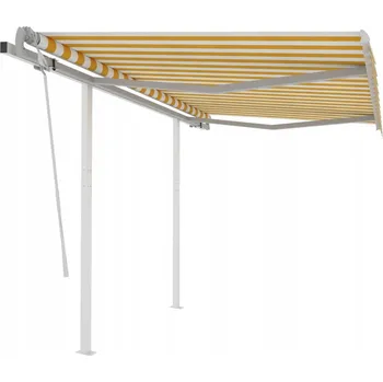 Markýza Ručně ovládaná markýza se sloupky, 3,5 x 2,5 m, žluto-bílá