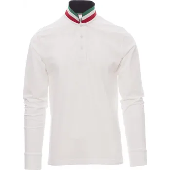 Pánské tričko Payperwear Polokošile Nation s dlouhým rukávem a s vlajkou na límečku Barva: bílá - Itálie, Velikost: 5XL