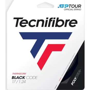 Struna na výplet tenisové rakety TECNIFIBRE Monofilamentový tenisový výplet Black Code 1,24 mm černý ČERNÁ