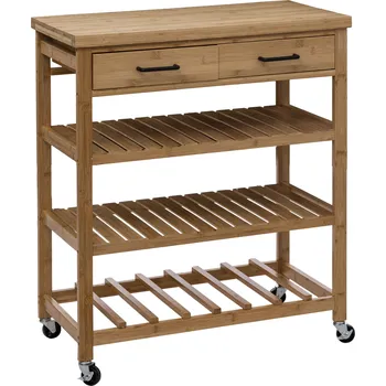 5five Simply Smart Bambusový regál na kolečkách LINHA, mobilní, se závuvkami