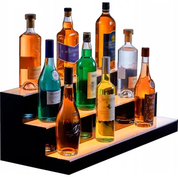 Stojan na víno VEVOR Stojan na víno 762x300x250MM, 3-patrový, montovaný, s LED osvětlením