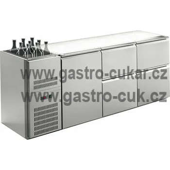 Stůl chladící barový REGS 314E (3sekce/délky 2150mm) s chlazenou vanou na nápoje