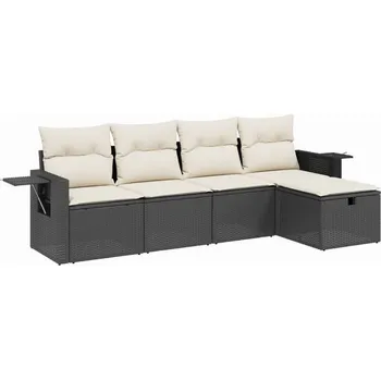Zahradní sestava 5dílná zahradní sedací souprava s poduškami černá polyratan