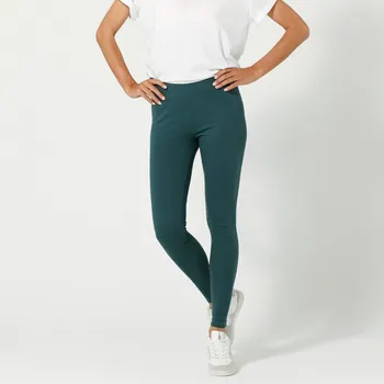 Dámské legíny Jednobarevné legíny s pružným pasem tmavě zelená 52