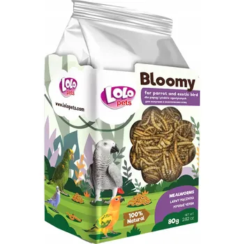 Pro ptáka LoLo Pets Bloomy Larvy moučníku pro papoušky a exotické ptactvo 80 g