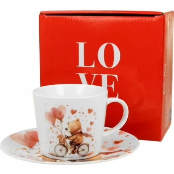 Porcelánový šálek s podšálkem BEAR ON A BIKE 240 ml