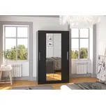 ADRK Šatní zrcadlová skříň posuvná SANTOS B 120, černá