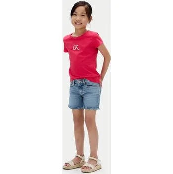 Pánské oblečení Calvin Klein Jeans T-Shirt Glitter IG0IG02972 D Růžová Slim Fit 12Y