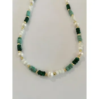 Náhrdelník Stříbrný náhrdelník s pravými kameny, zlacený