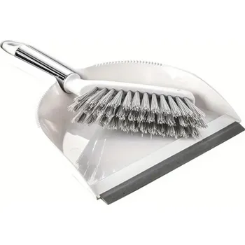 Sada plastový smeták a lopatka 18 x 27 cm Úklidová sada na zametání Podlahový smeták s lopatkou Domácí pomocník do kuchyně i dílny bílá