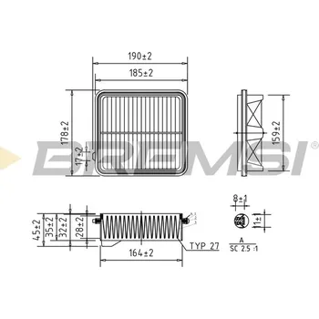 Vzduchový filtr Vzduchový filtr BREMSI FA1034
